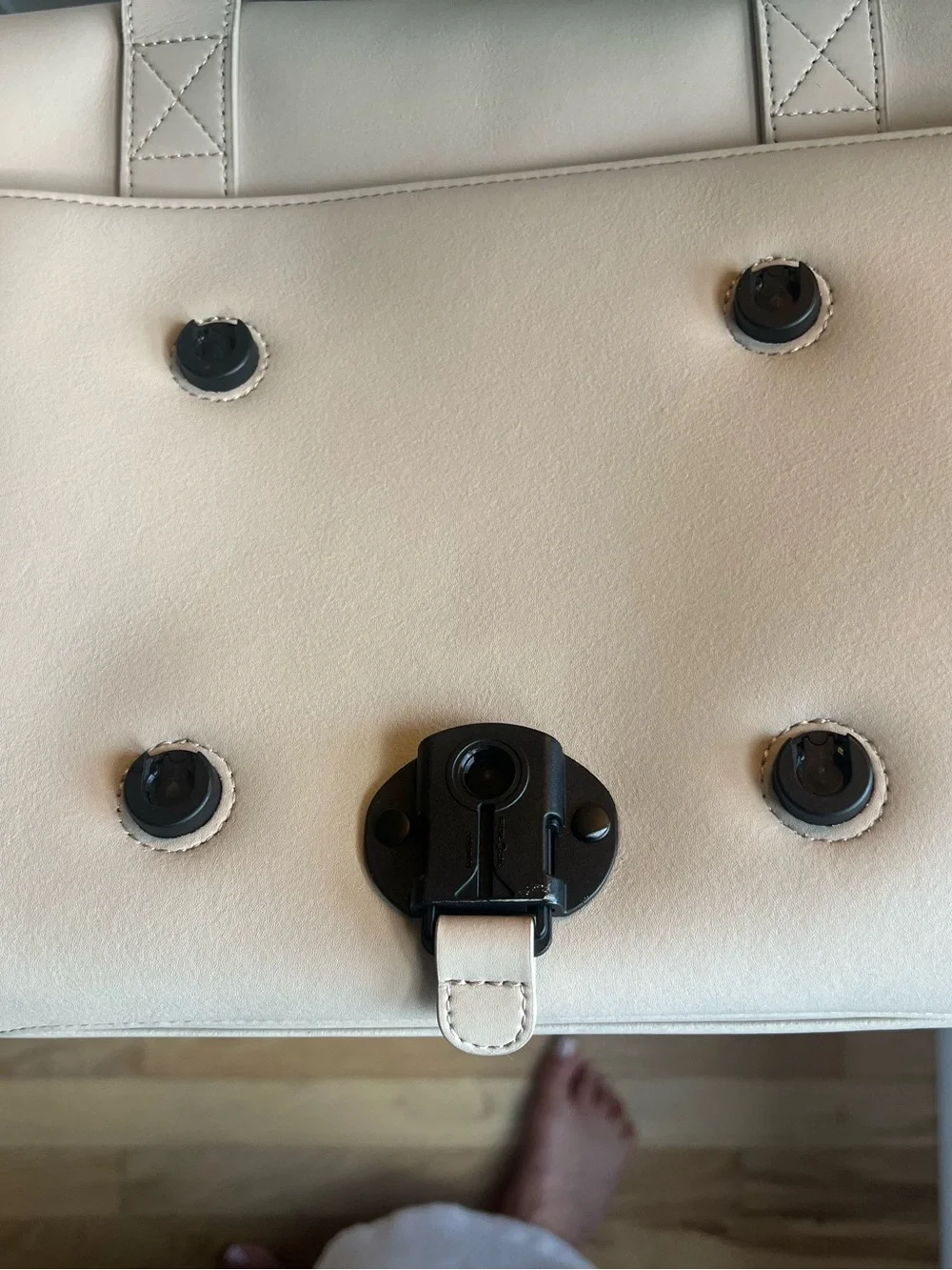 MONOS Metro Vegan Leather Duffel Bag with detachable pouch — ivory - Picture 14 of 16